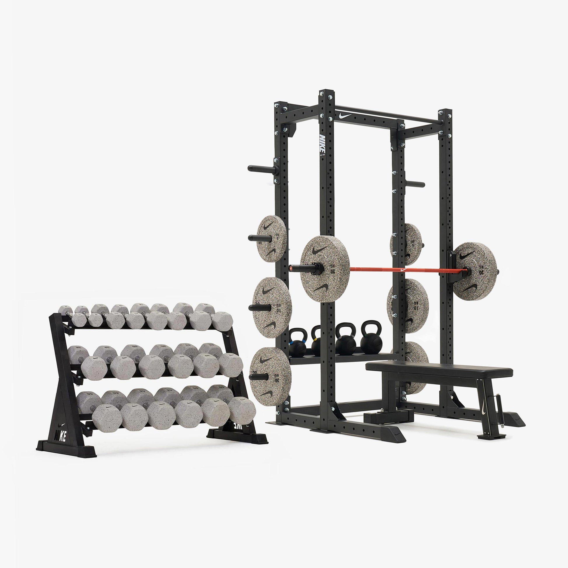 Nike Half Rack / Nike Grind Dumbbells + Plates / 15 kg Orange SWOOSH