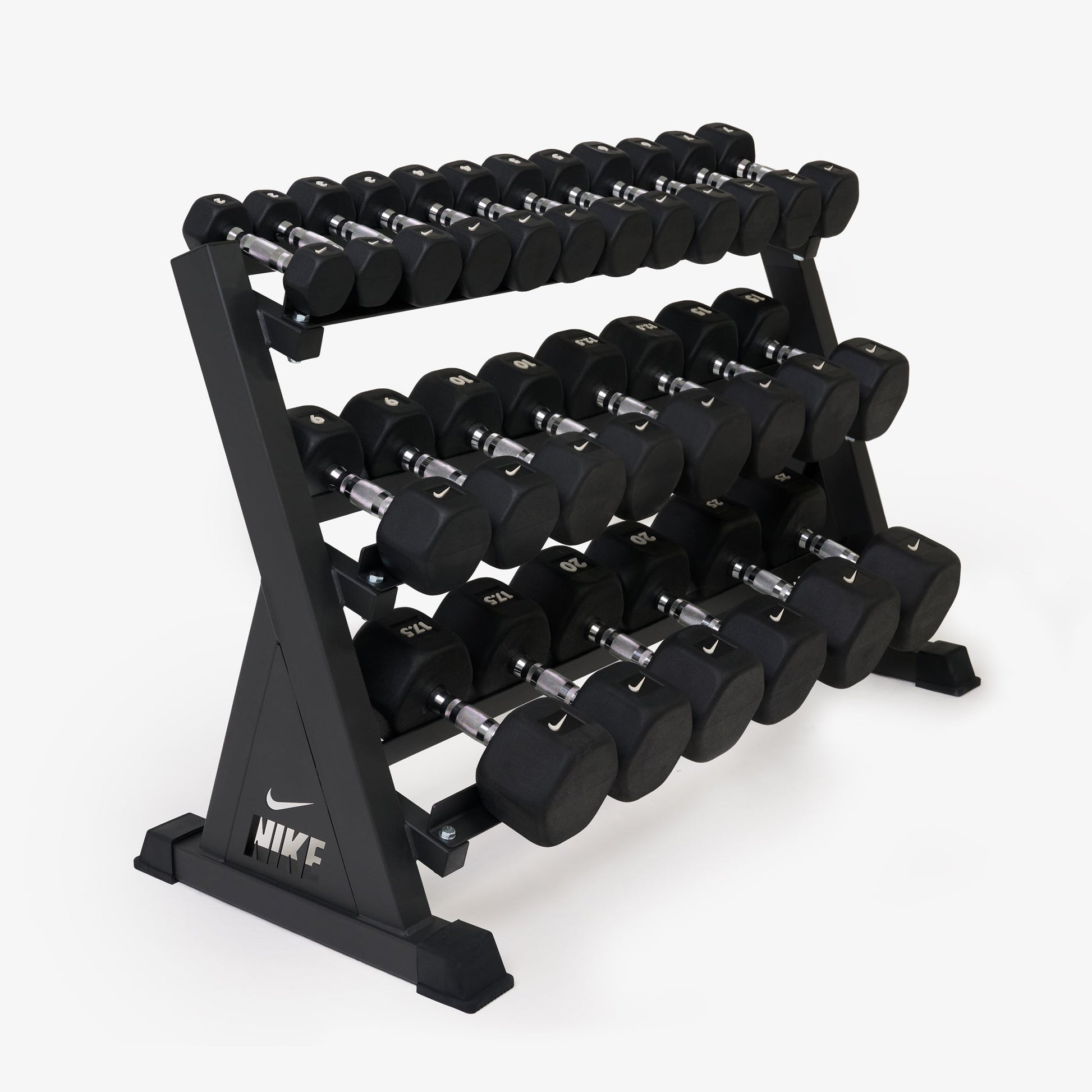 Nike Squat Rack / Black/White Dumbbells + Plates / 20 kg Black ("Just Do It")