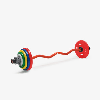 Nike Strength Shield Curl Bar - Orange SWOOSH / Nike Change Plates (0.5 - 2.5 kg pairs) / Grey/Black