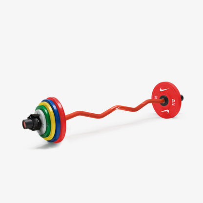 Nike Strength Shield Curl Bar - Orange SWOOSH / Nike Change Plates (0.5 - 2.5 kg pairs) / Black/White