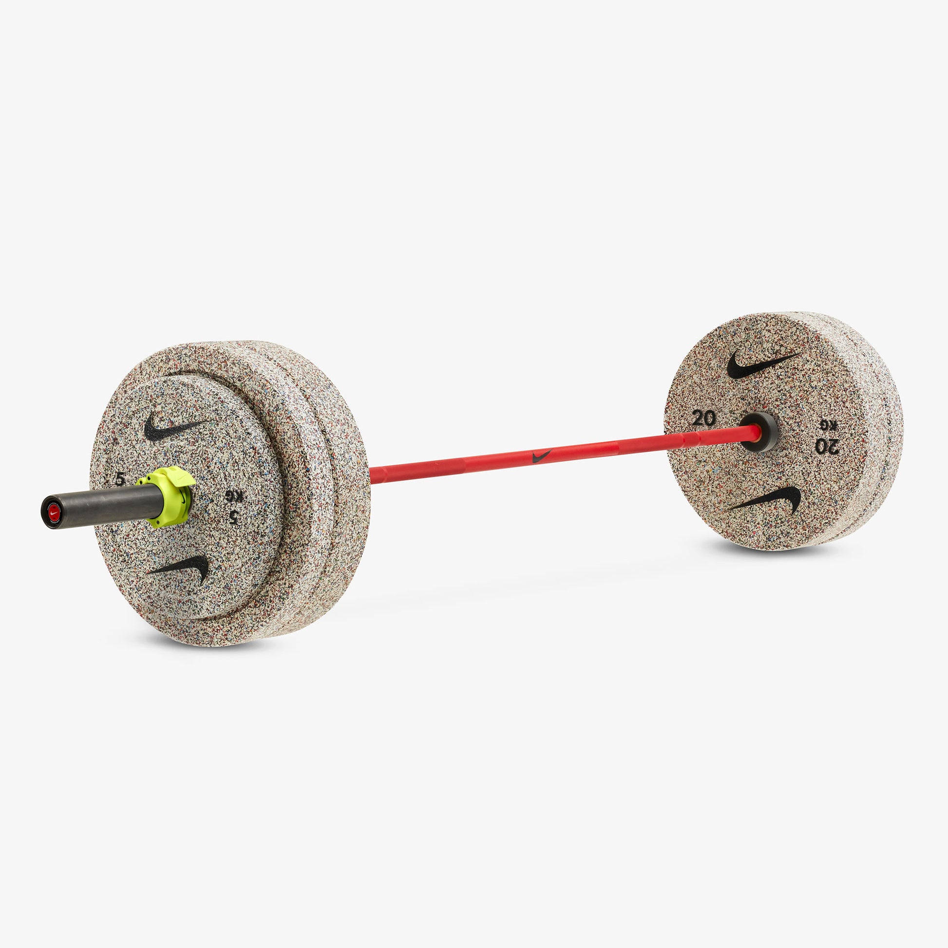 20 kg Nike Strength Shield - Red SWOOSH / Nike Grind Bumper Plates / Volt/Black
