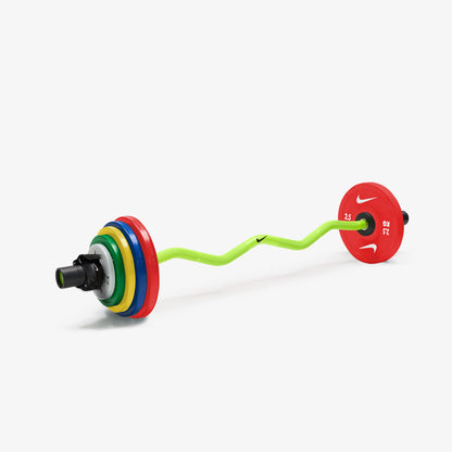 Nike Strength Shield Curl Bar - Volt Swoosh / Nike Change Plates (0.5 - 2.5 kg pairs) / Black/White