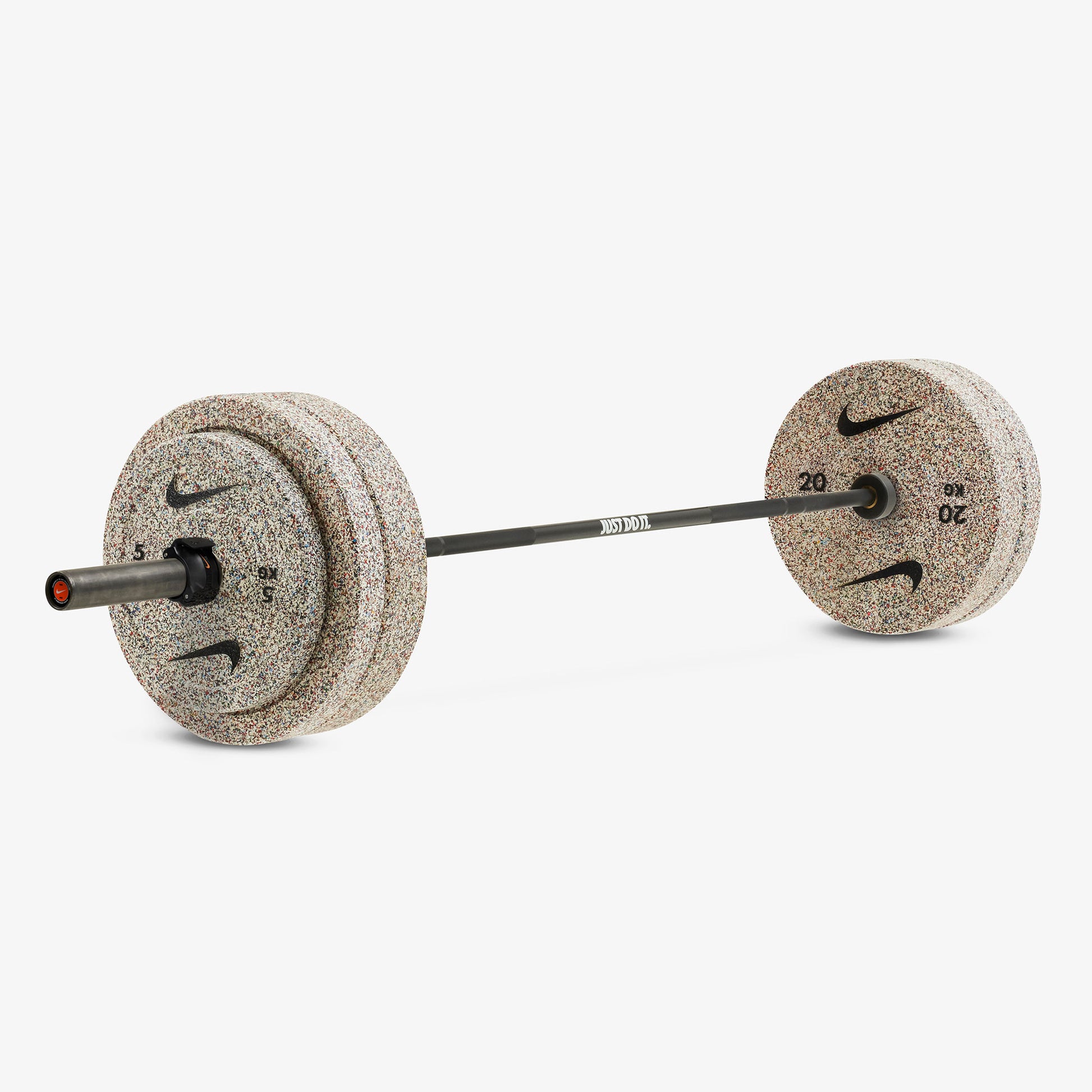 20 kg Nike Strength Shield - Black (Just Do It) / Nike Grind Bumper Plates / Black/Orange