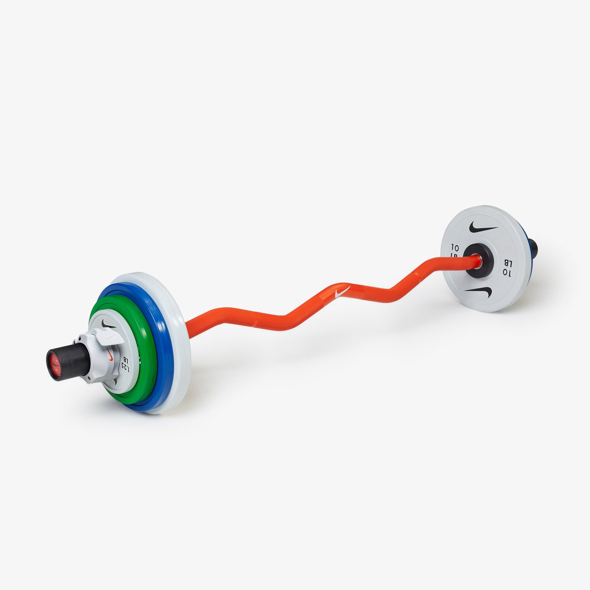 Nike Strength Shield Curl Bar - Orange SWOOSH / Nike Change Plates (0.5 - 2.5 kg pairs) / White/Orange