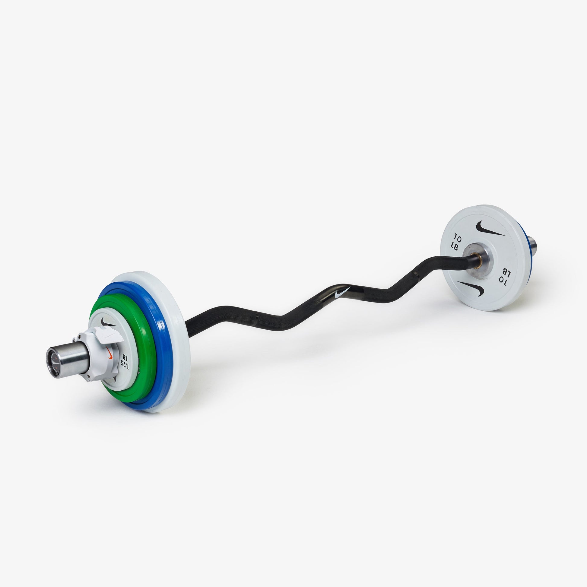 Nike Curl Bar - Black / Nike Change Plates (0.5 - 2.5 kg pairs) / White/Orange