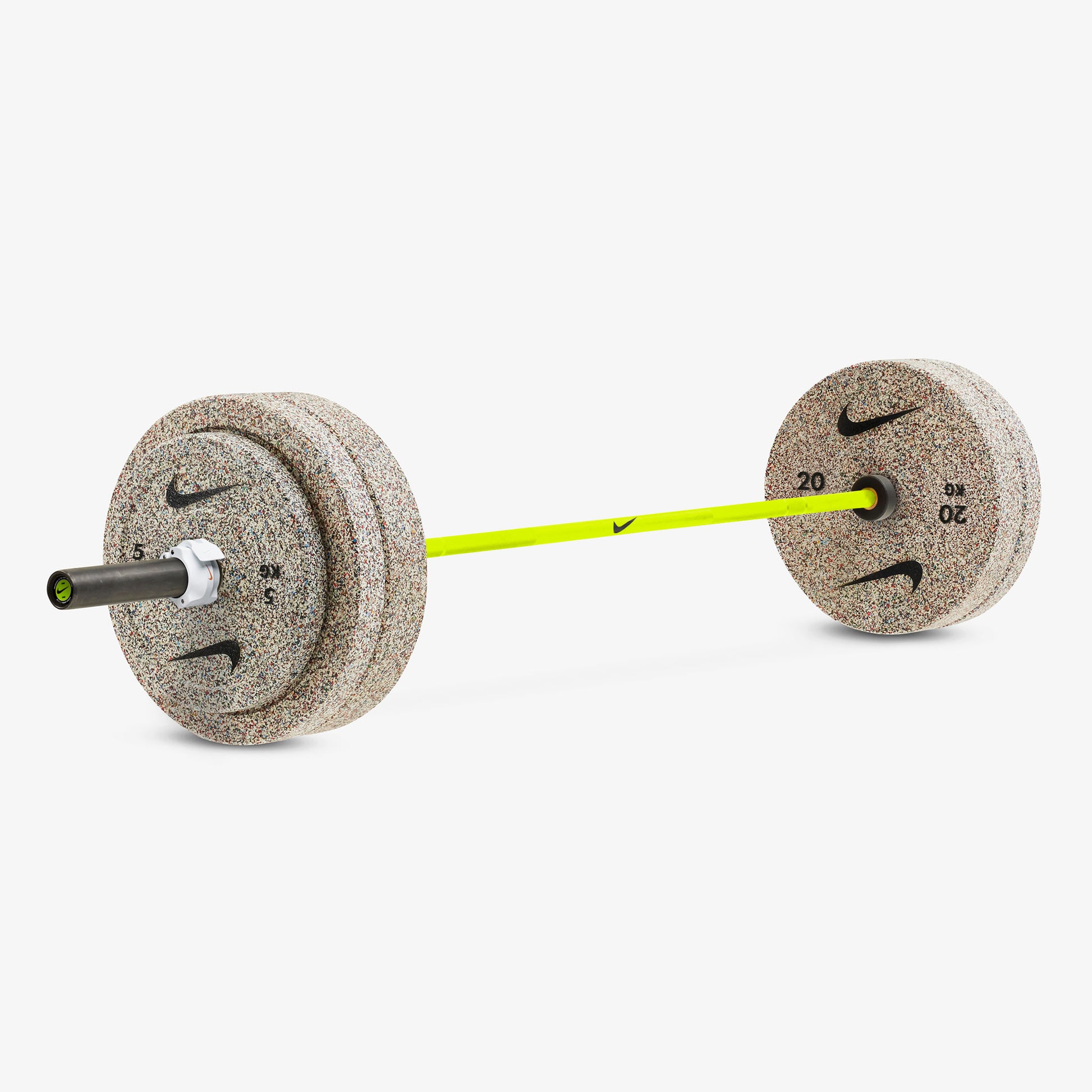 20 kg Nike Strength Shield - Volt Swoosh / Nike Grind Bumper Plates / White/Orange