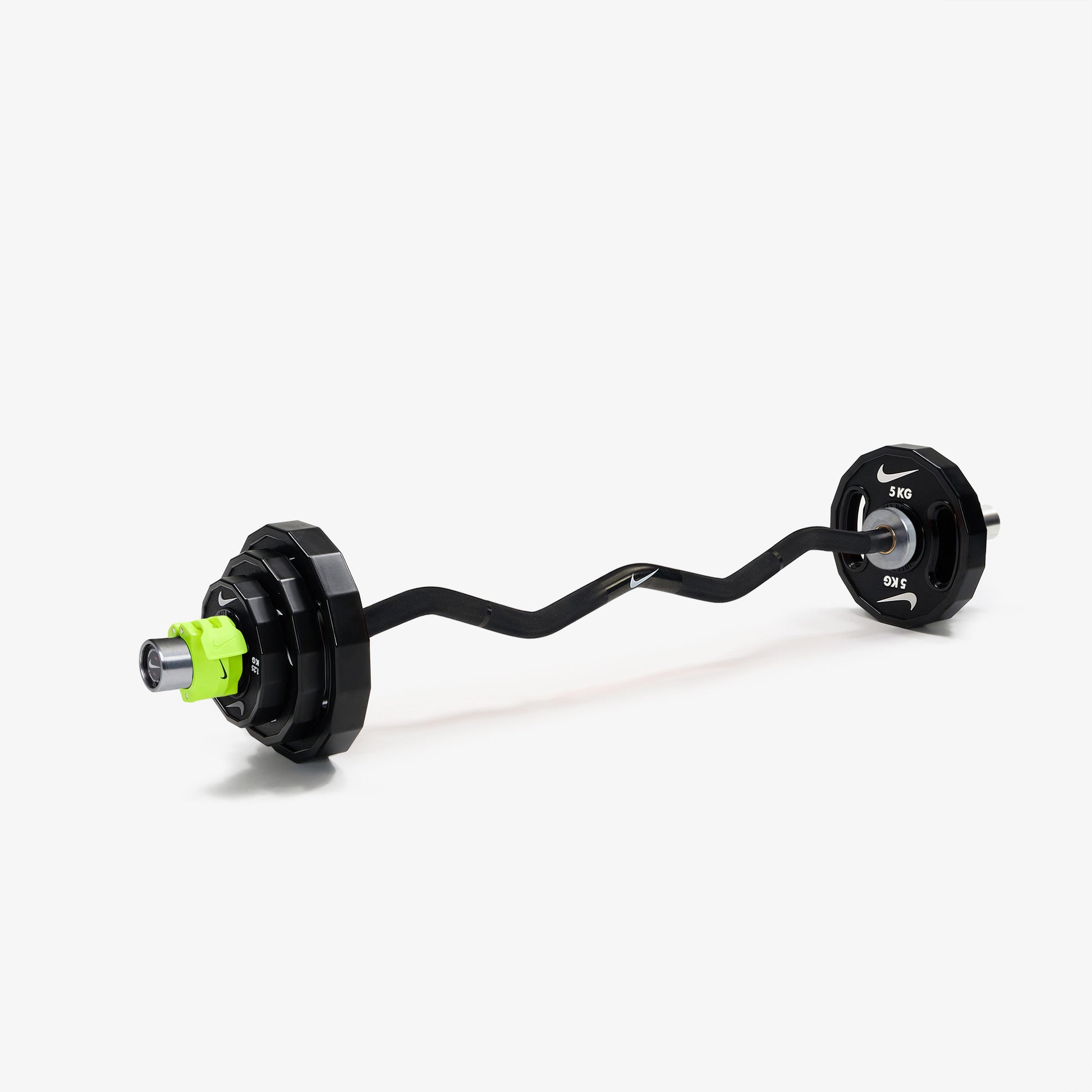 Nike Curl Bar - Black / Nike Strength Pro Urethane Plates (1.25 - 5 kg pairs) / Volt