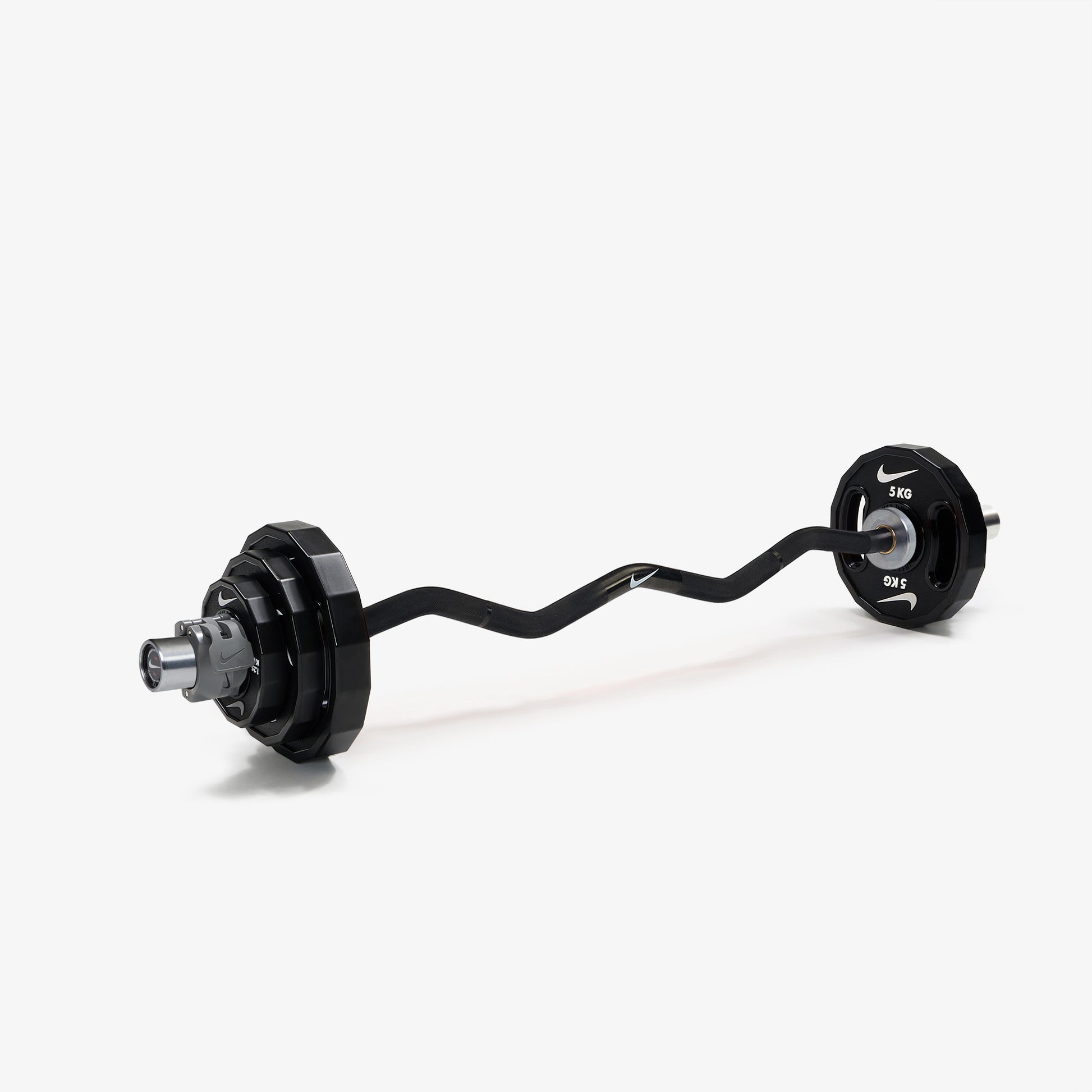 Nike Curl Bar - Black / Nike Strength Pro Urethane Plates (1.25 - 5 kg pairs) / Grey/Black