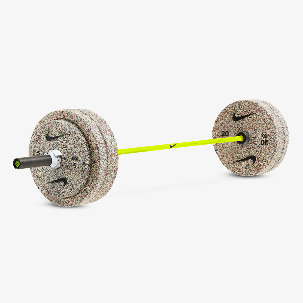 20 kg Nike Strength Shield - Volt Swoosh / Nike Grind Bumper Plates / White/Black