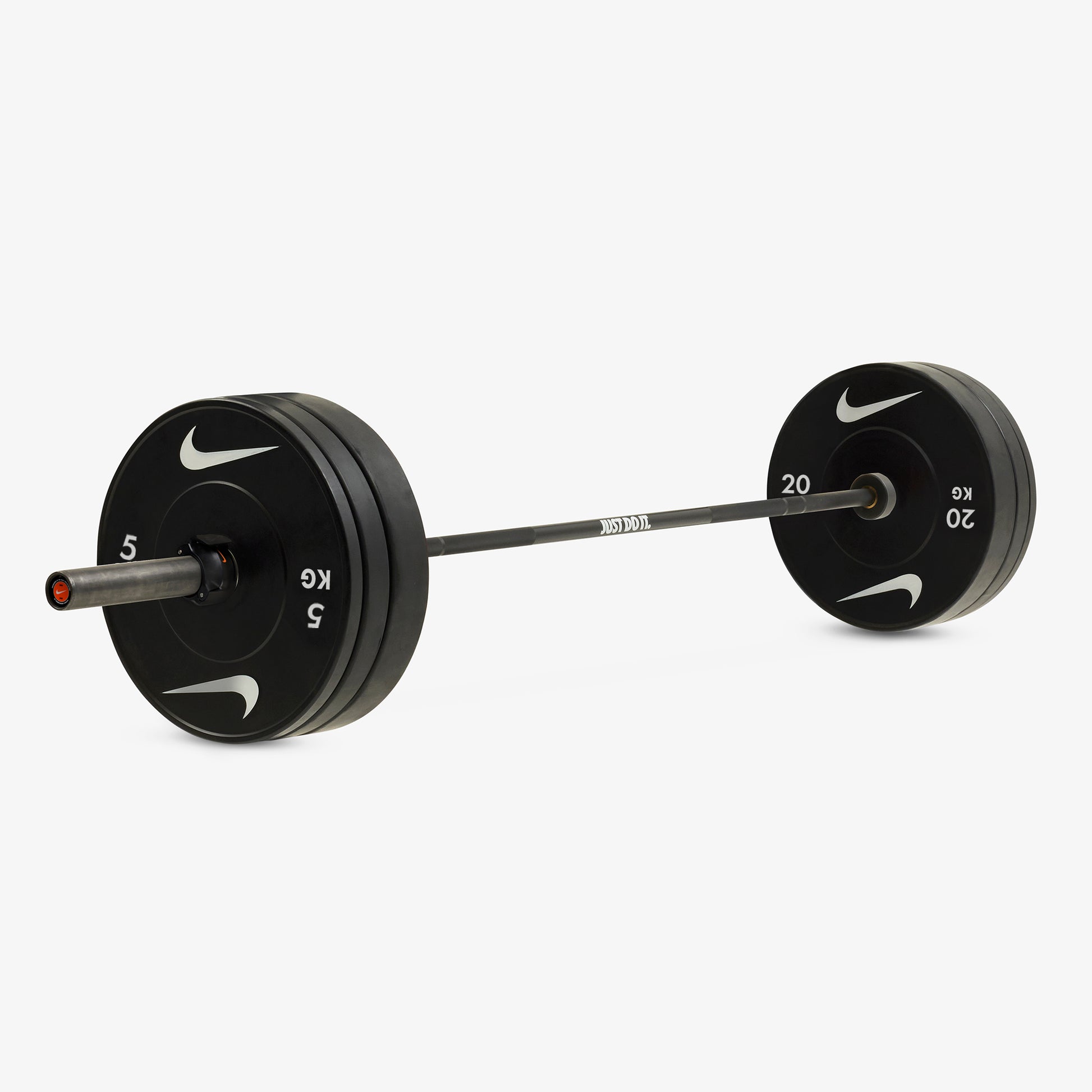 20 kg Nike Strength Shield - Black (Just Do It) / Nike Black Bumper Plates / Black/Orange