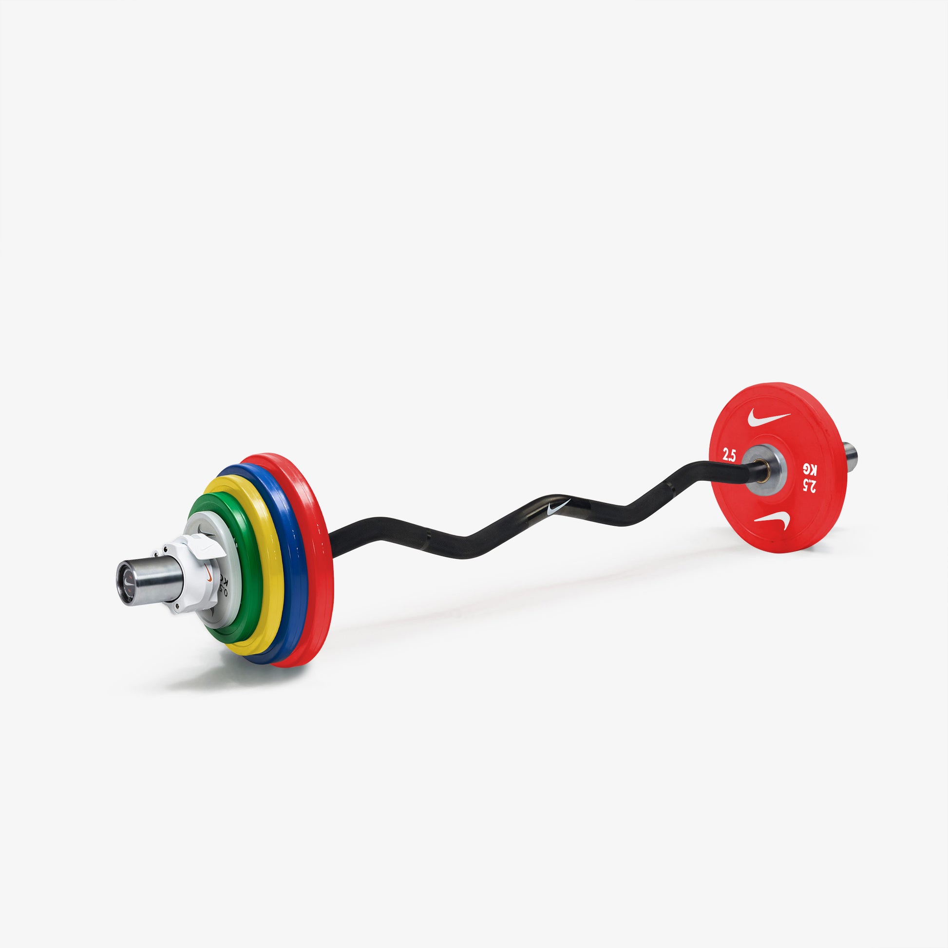 Nike Curl Bar - Black / Nike Change Plates (0.5 - 2.5 kg pairs) / White/Orange
