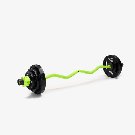 Nike Strength Shield Curl Bar - Volt Swoosh / Nike Strength Pro Urethane Plates (1.25 - 5 kg pairs) / Volt