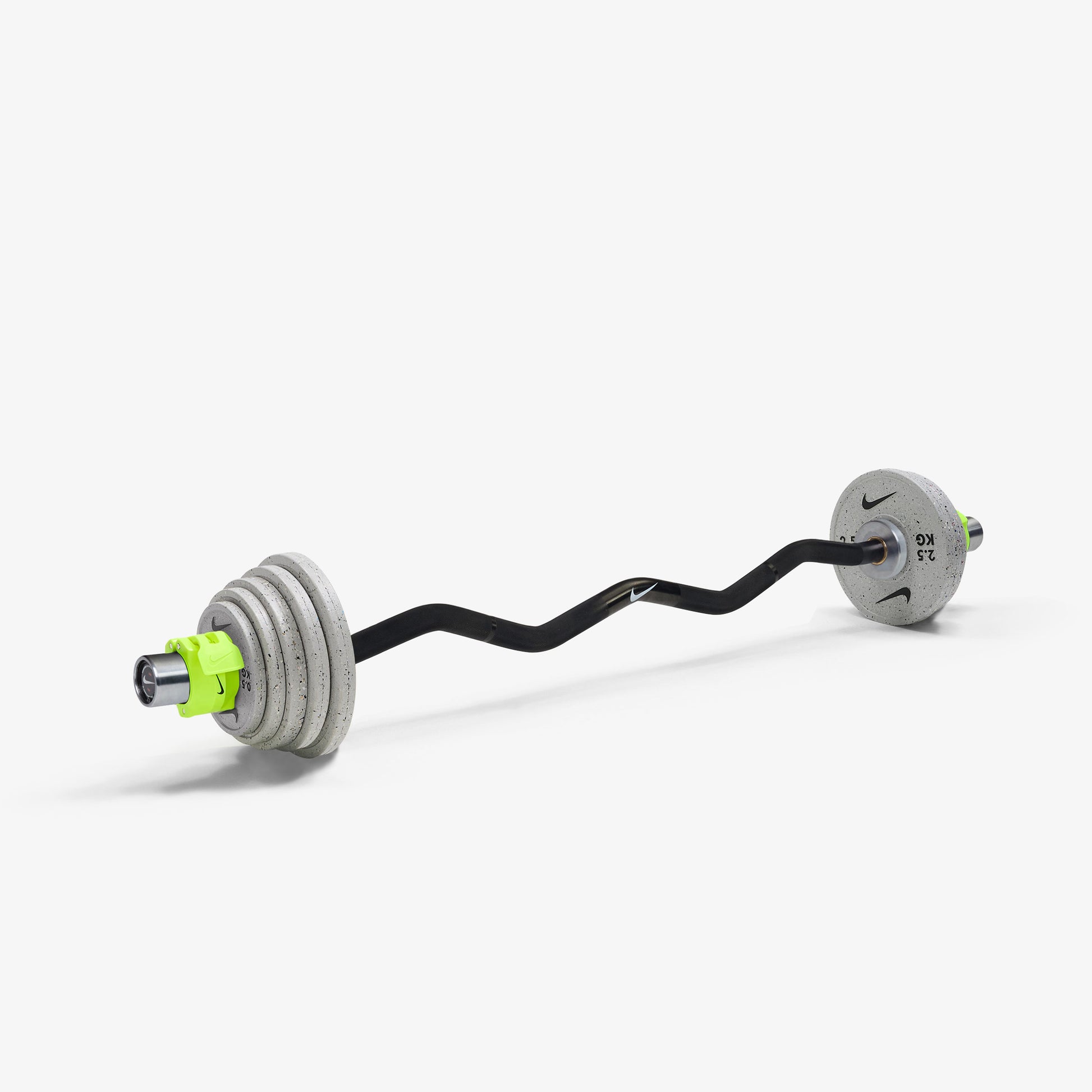 Nike Curl Bar - Black / Nike Grind Change Plates (0.5 - 2.5 kg pairs) / Volt/Black