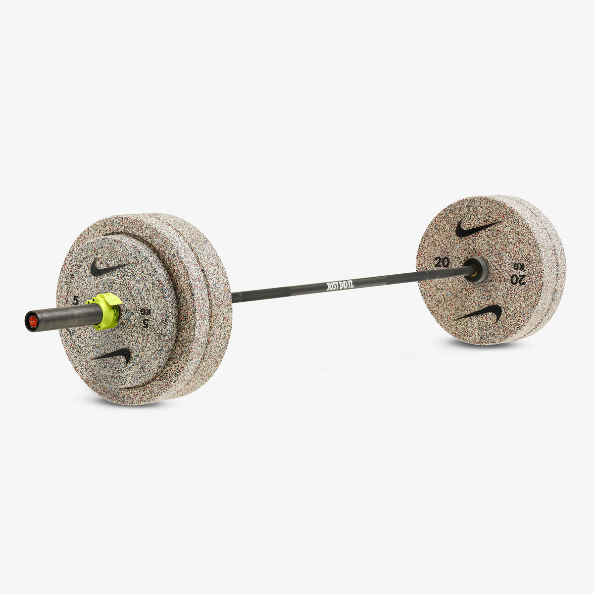 20 kg Nike Strength Shield - Black (Just Do It) / Nike Grind Bumper Plates / Volt/Black