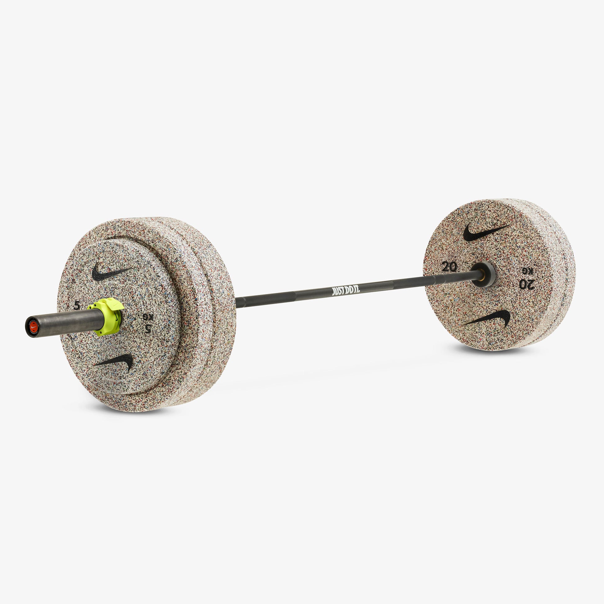 20 kg Nike Strength Shield - Black (Just Do It) / Nike Grind Bumper Plates / Volt/Black