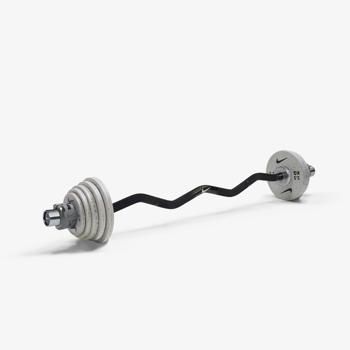 Nike Curl Bar - Black / Nike Grind Change Plates (0.5 - 2.5 kg pairs) / Grey/Black