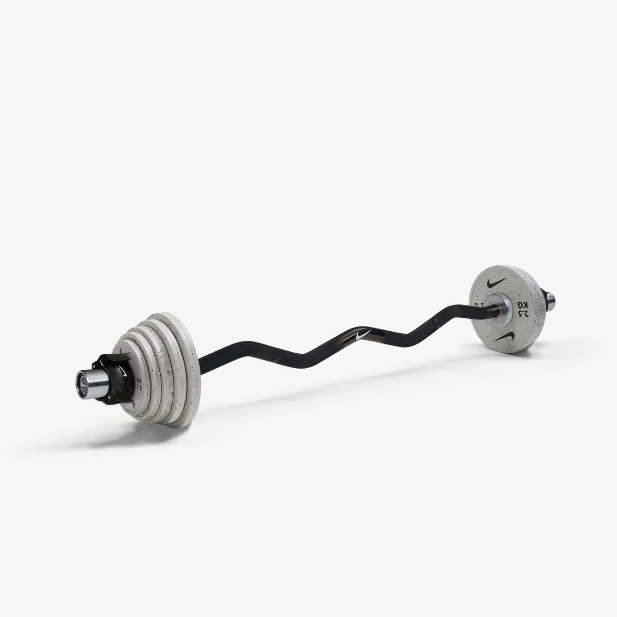 Nike Curl Bar - Black / Nike Grind Change Plates (0.5 - 2.5 kg pairs) / Black/White