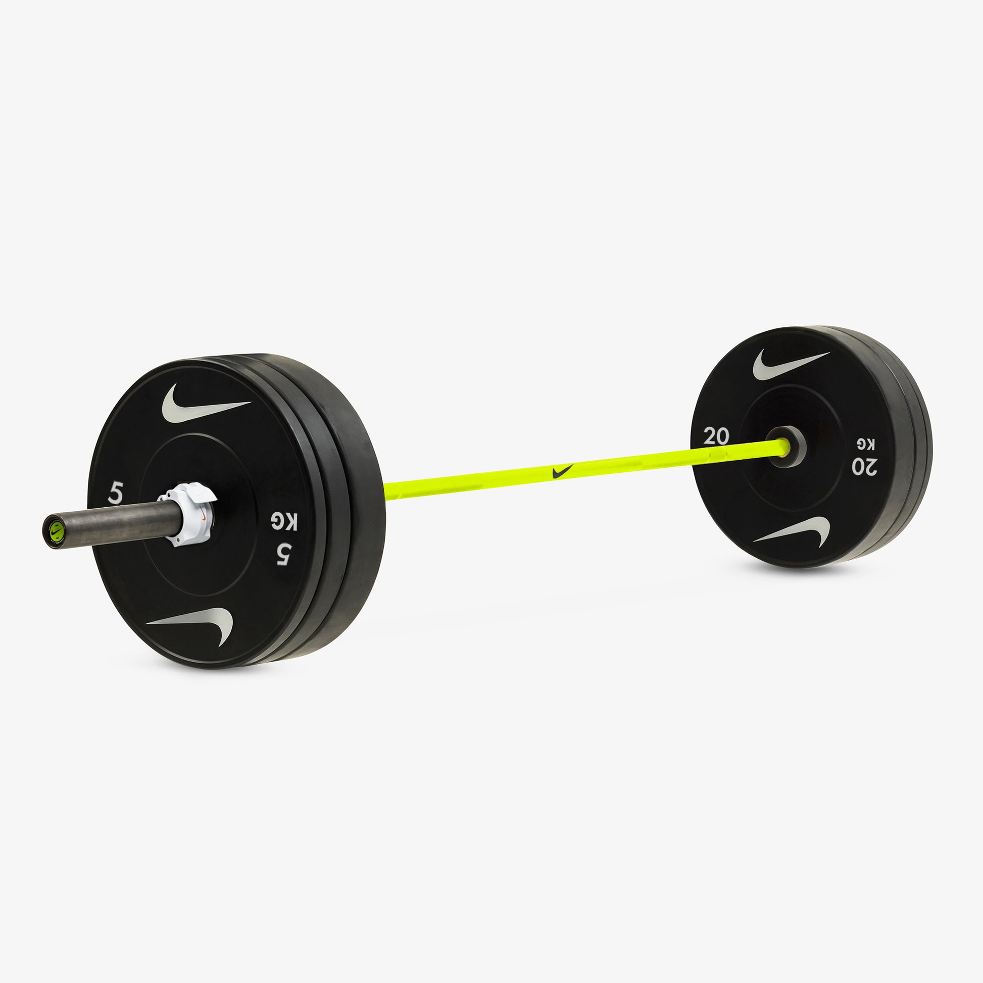20 kg Nike Strength Shield - Volt Swoosh / Nike Black Bumper Plates / White/Orange