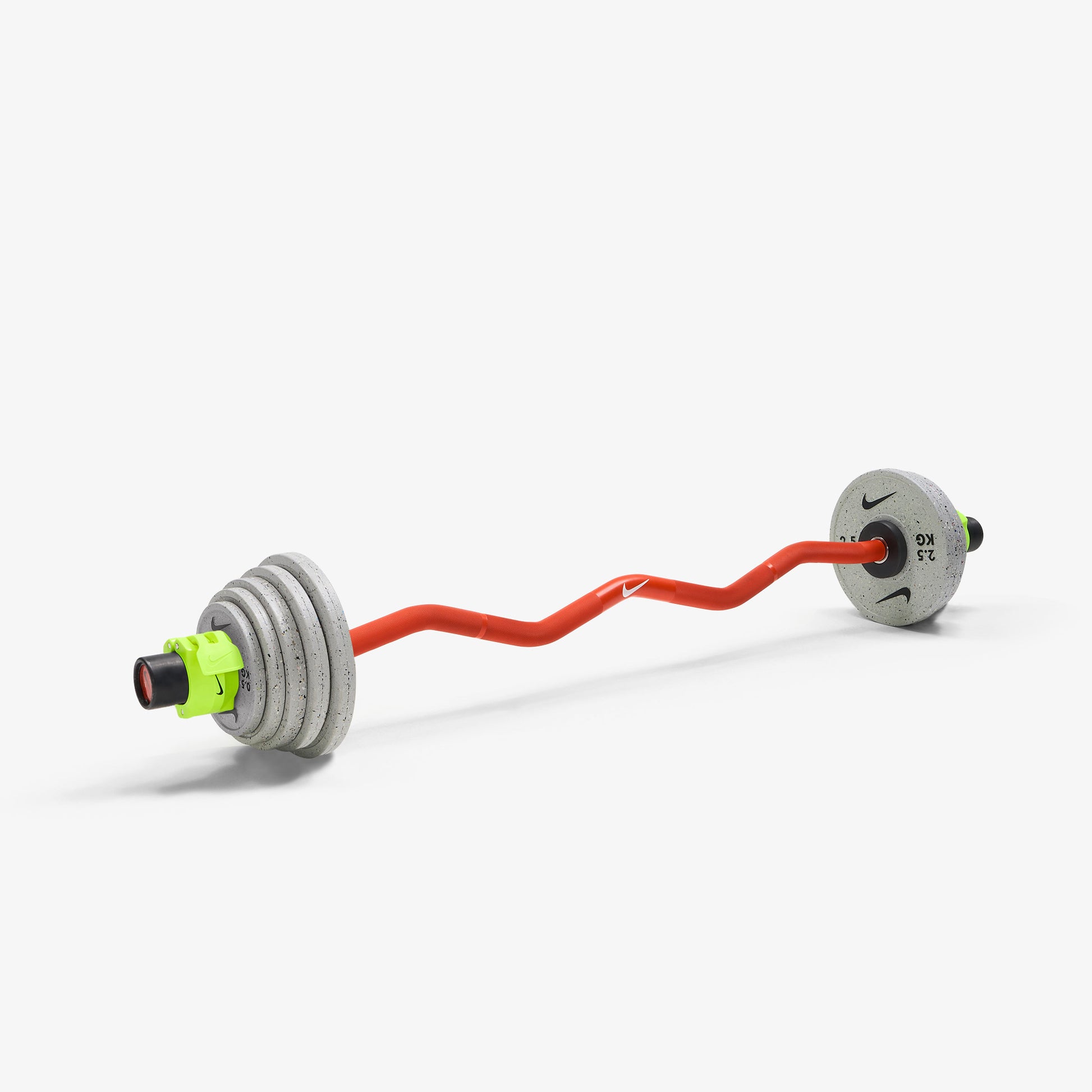 Nike Strength Shield Curl Bar - Orange SWOOSH / Nike Grind Change Plates (0.5 - 2.5 kg pairs) / Volt/Black