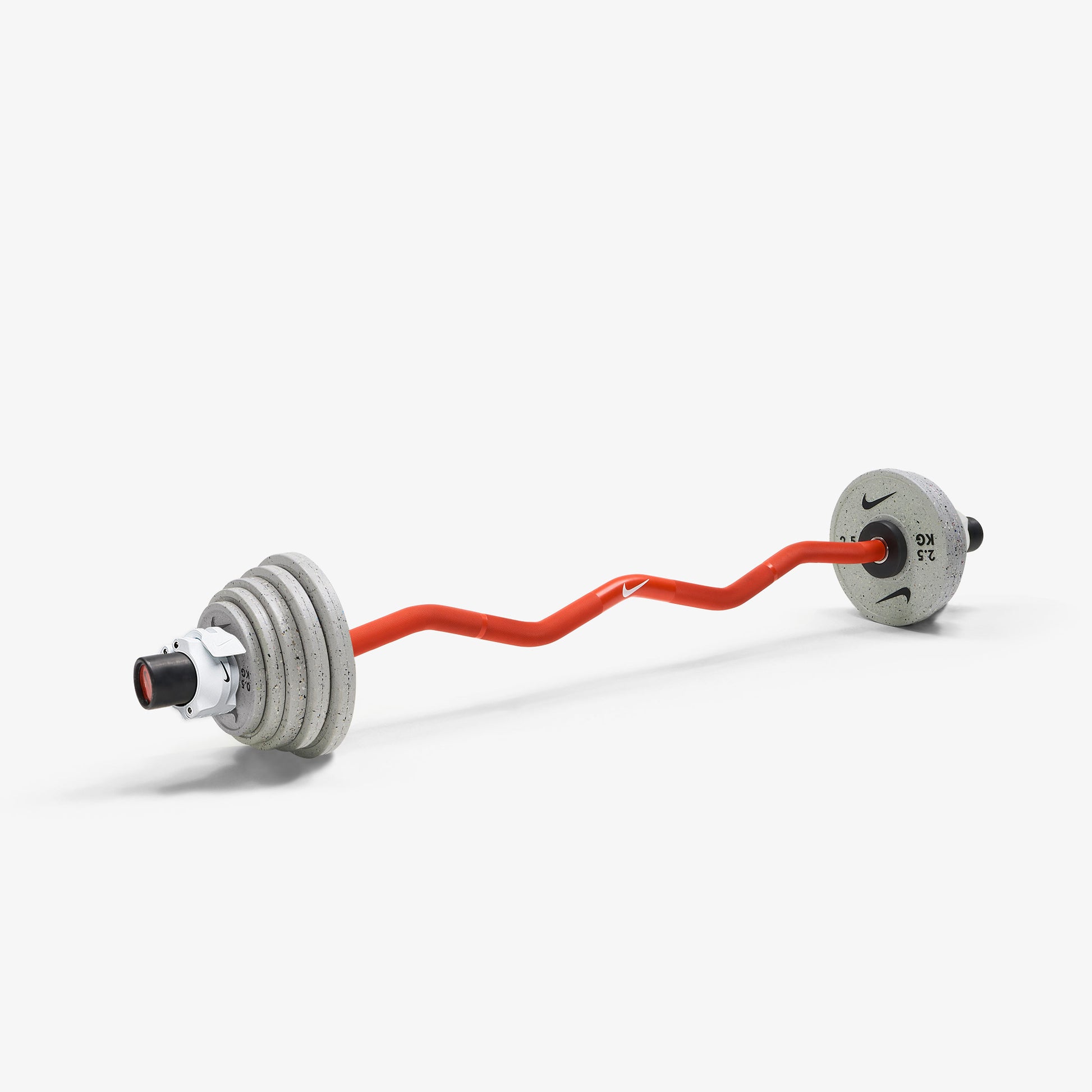 Nike Strength Shield Curl Bar - Orange SWOOSH / Nike Grind Change Plates (0.5 - 2.5 kg pairs) / White/Black