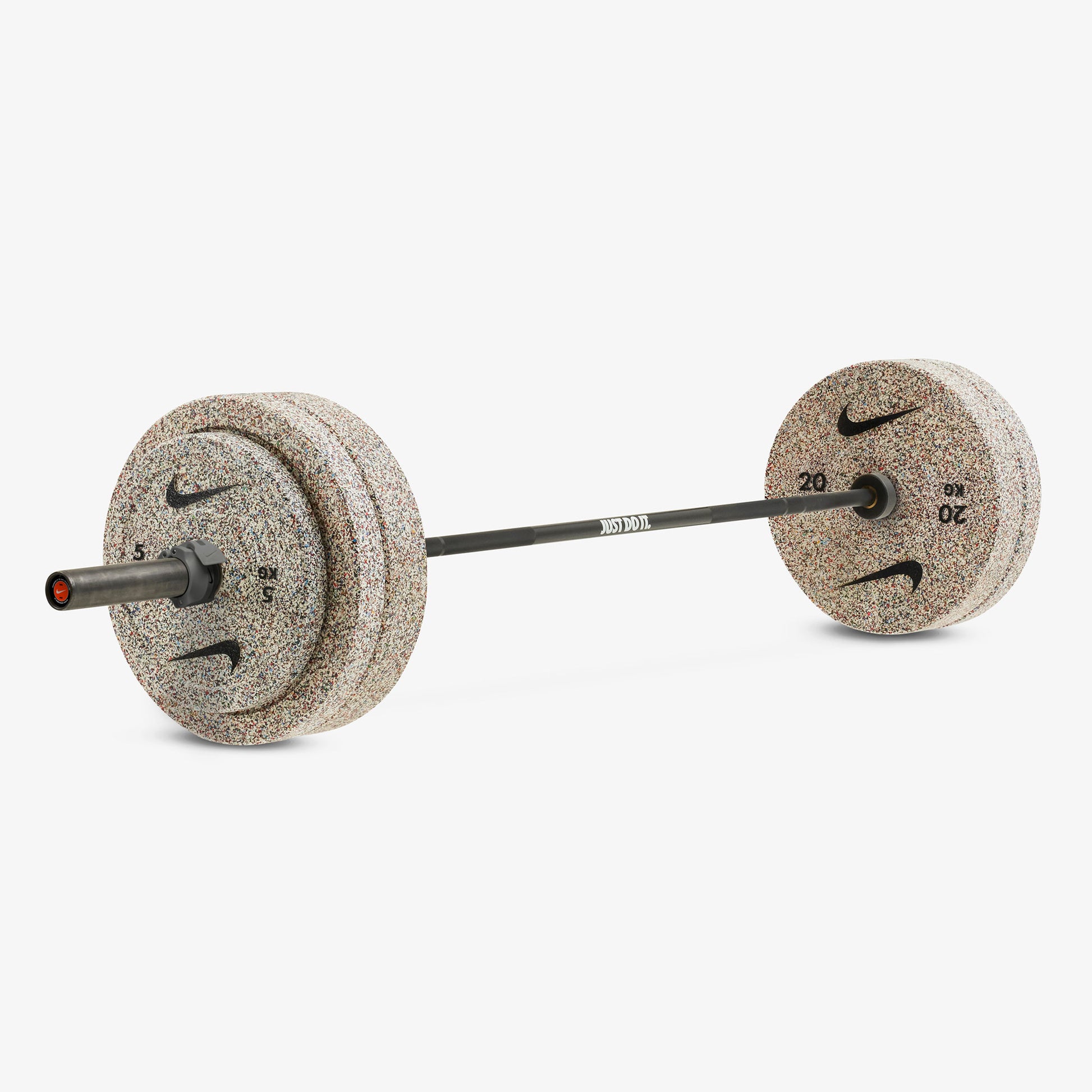 20 kg Nike Strength Shield - Black (Just Do It) / Nike Grind Bumper Plates / Grey/Black