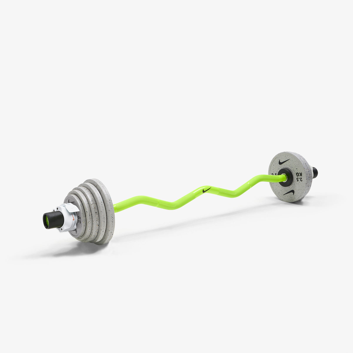 Nike Strength Shield Curl Bar - Volt Swoosh / Nike Grind Change Plates (0.5 - 2.5 kg pairs) / White/Orange