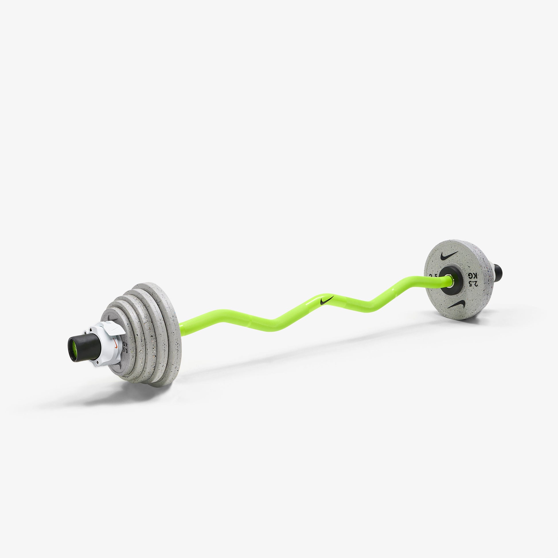 Nike Strength Shield Curl Bar - Volt Swoosh / Nike Grind Change Plates (0.5 - 2.5 kg pairs) / White/Orange