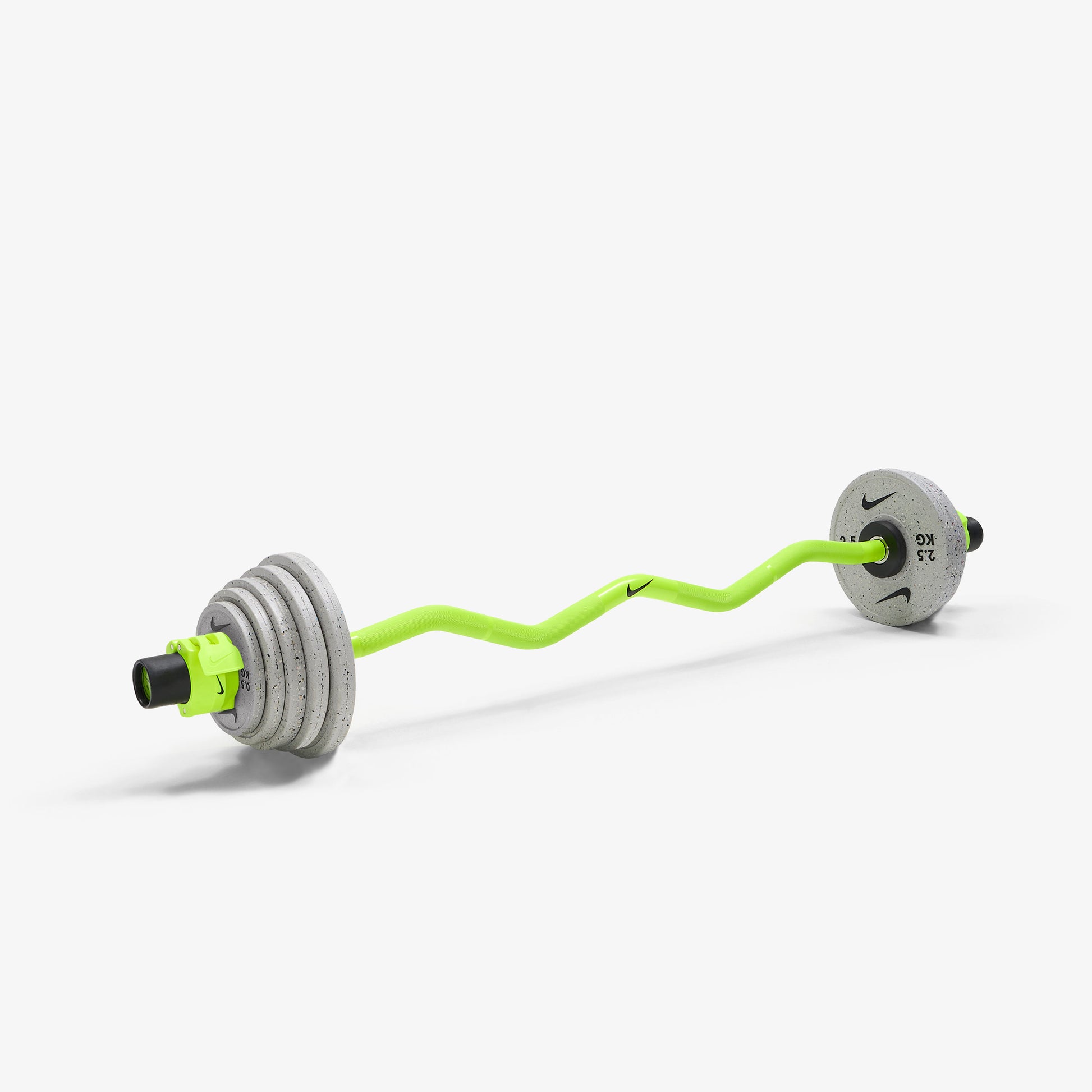 Nike Strength Shield Curl Bar - Volt Swoosh / Nike Grind Change Plates (0.5 - 2.5 kg pairs) / Volt/Black