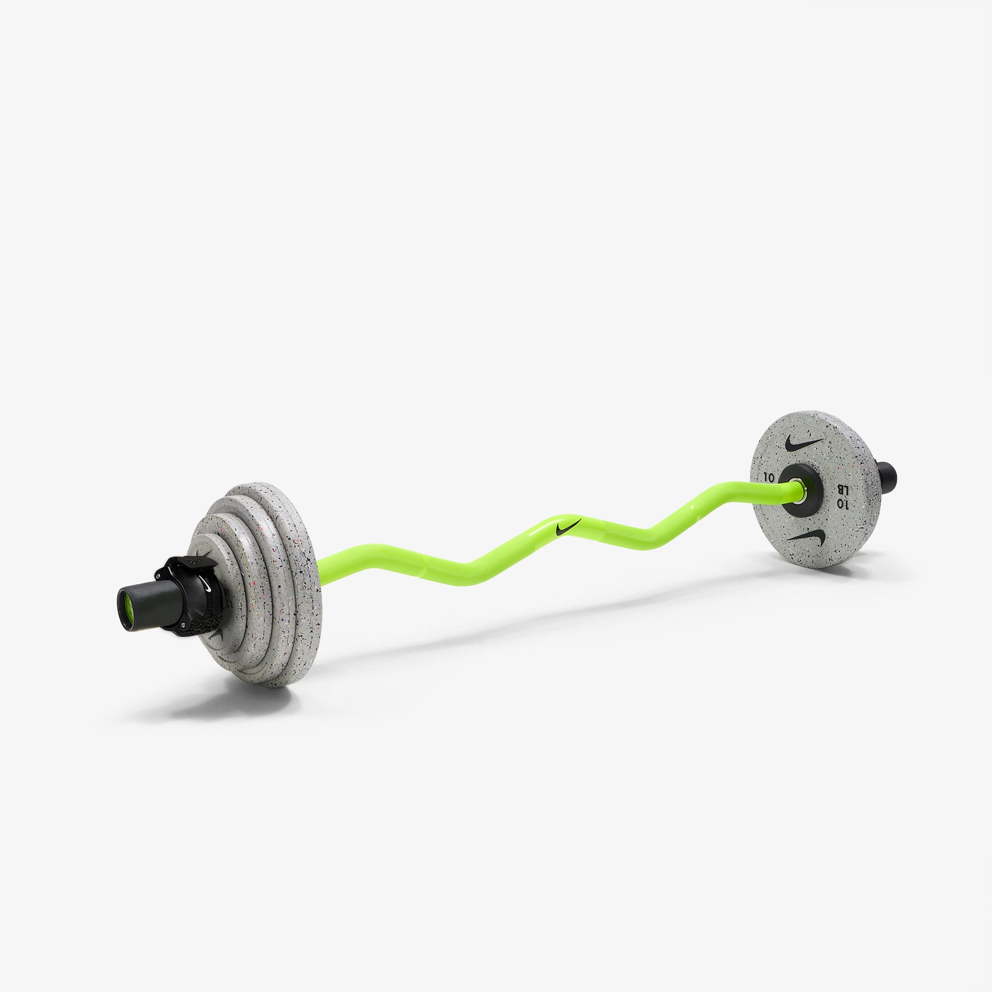 Nike Strength Shield Curl Bar - Volt Swoosh / Nike Grind Change Plates (0.5 - 2.5 kg pairs) / Black/White