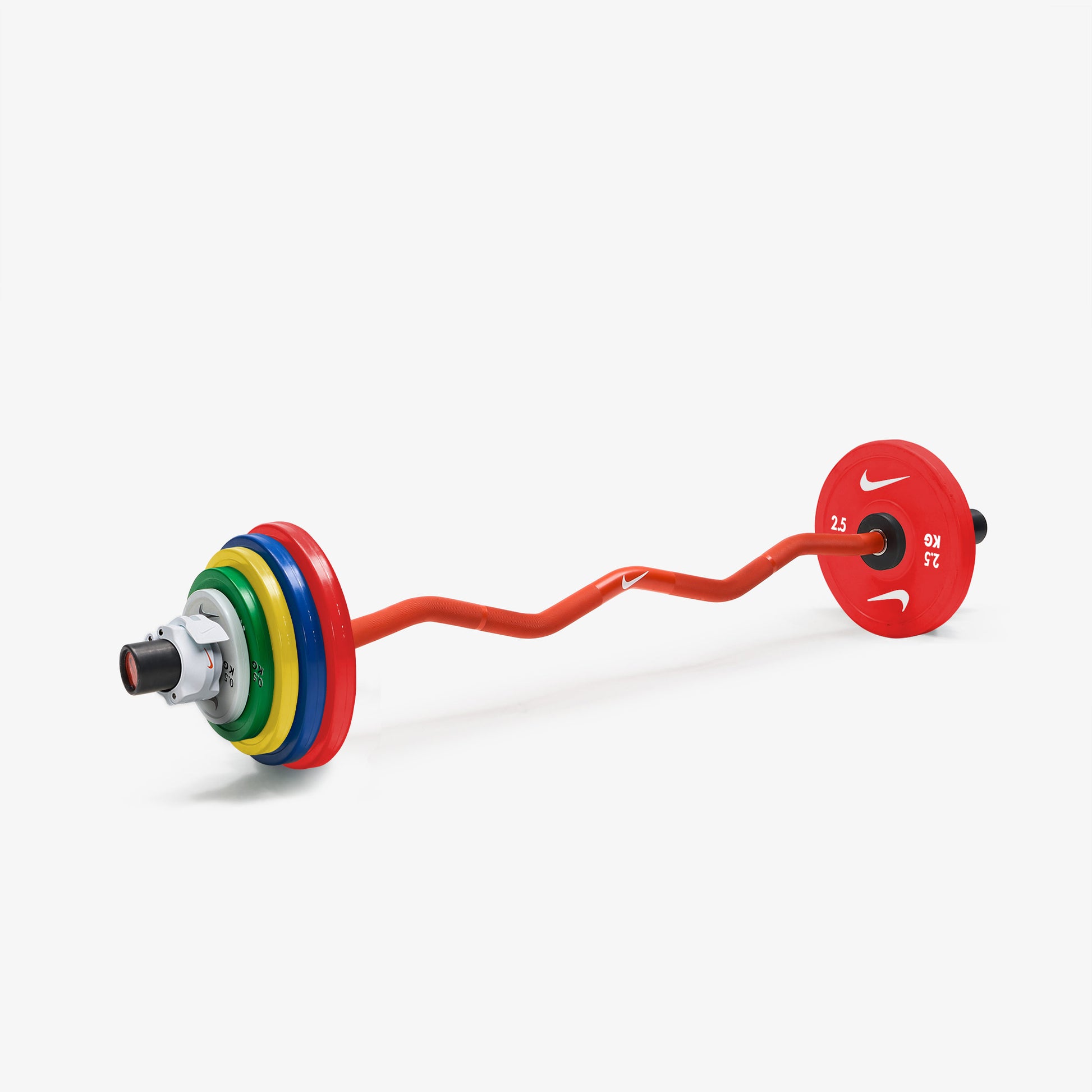 Nike Strength Shield Curl Bar - Orange SWOOSH / Nike Change Plates (0.5 - 2.5 kg pairs) / White/Orange