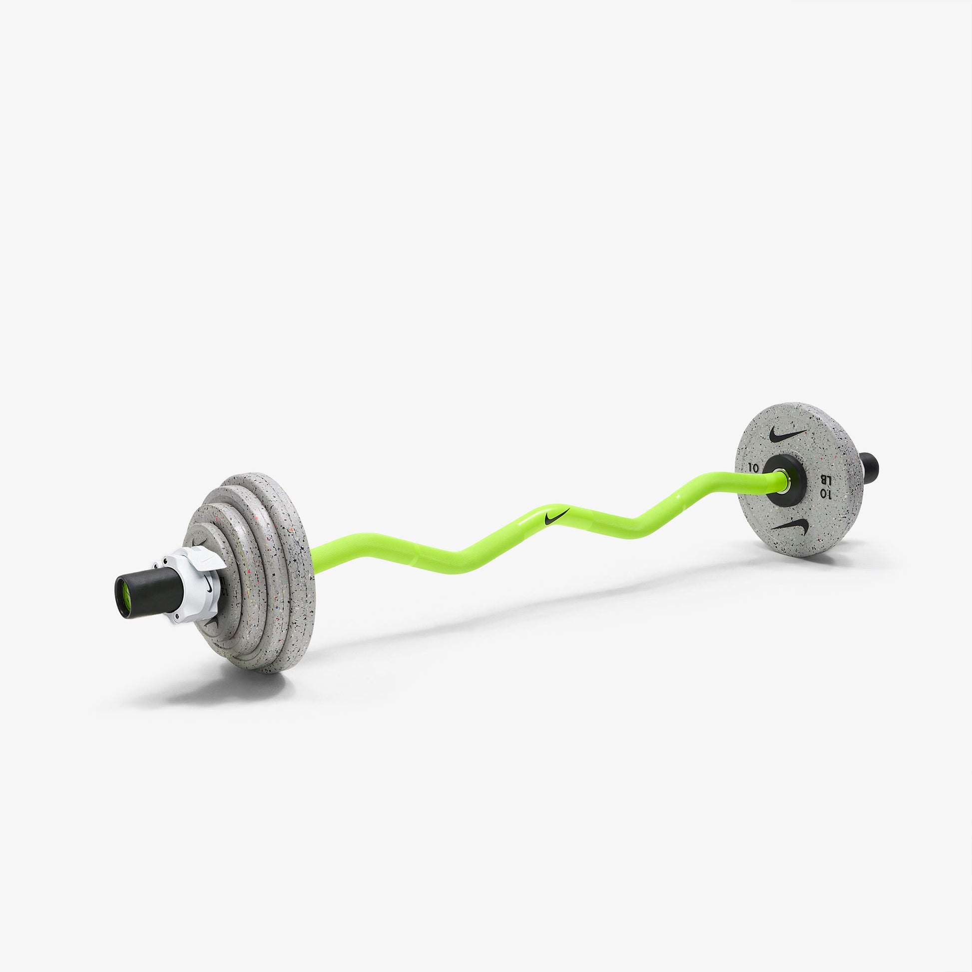 Nike Strength Shield Curl Bar - Volt Swoosh / Nike Grind Change Plates (0.5 - 2.5 kg pairs) / White/Black