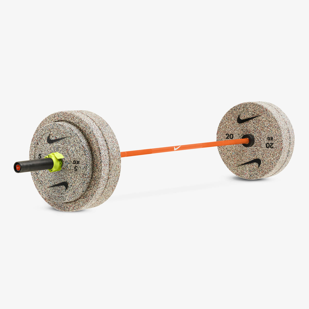 20 kg Nike Strength Shield - Orange SWOOSH / Nike Grind Bumper Plates / Volt/Black