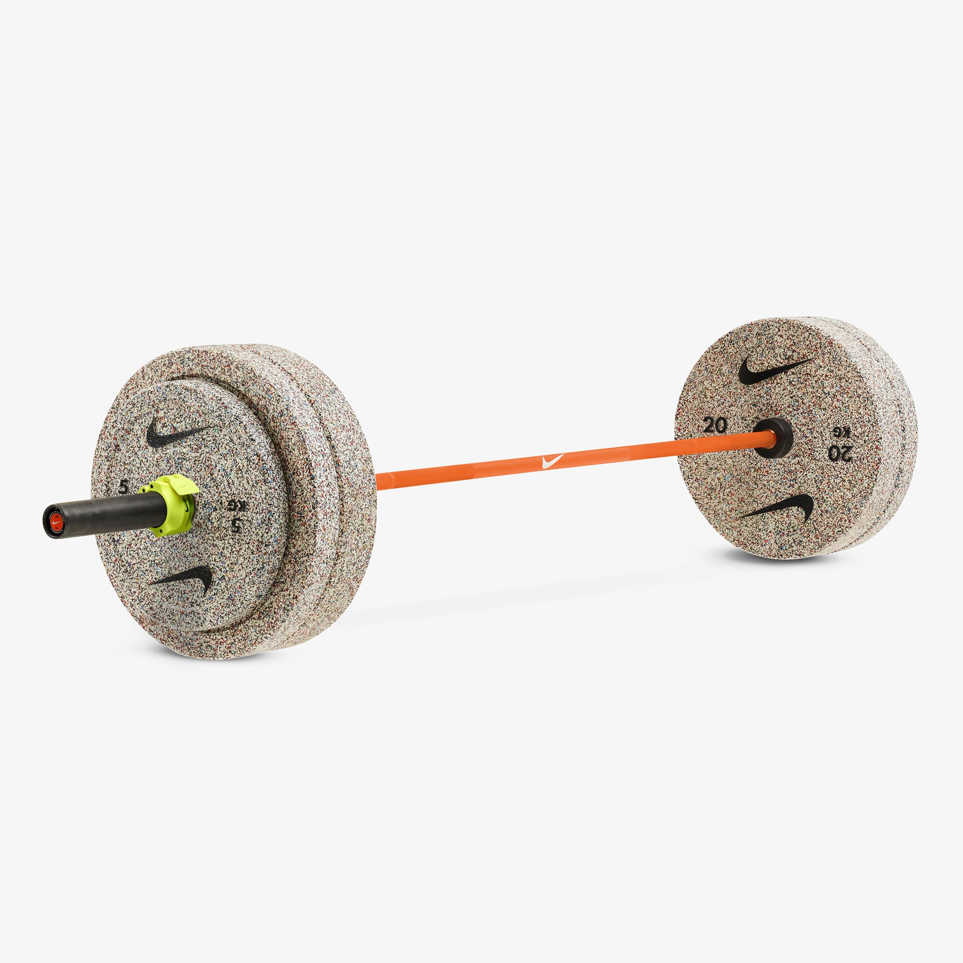 20 kg Nike Strength Shield - Orange SWOOSH / Nike Grind Bumper Plates / Volt/Black