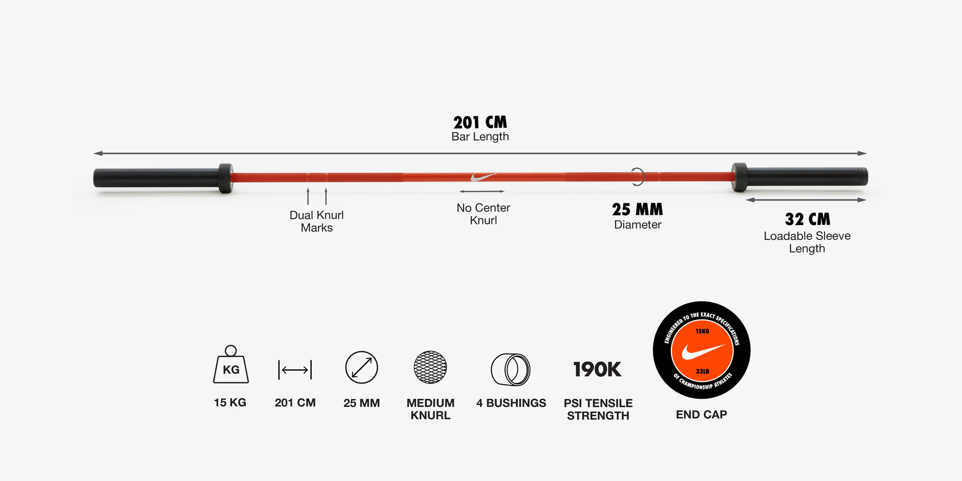 Nike Barbell Dimensions