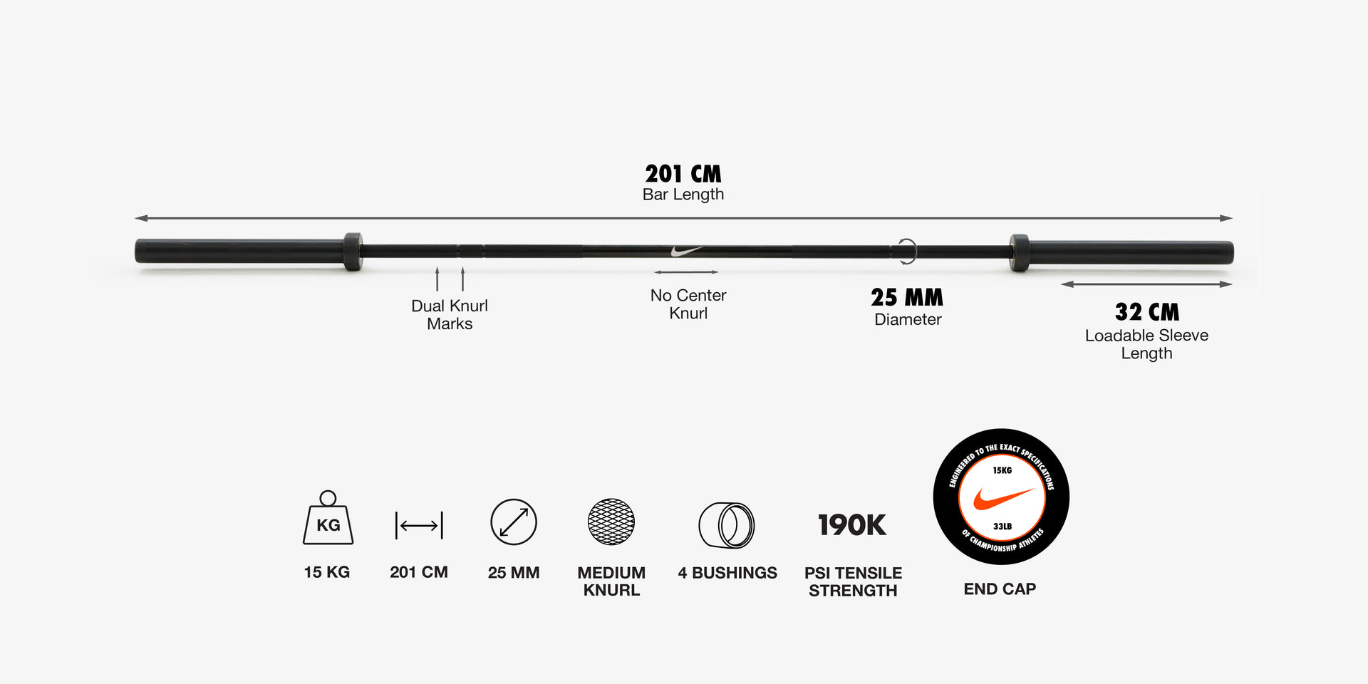 Nike Barbell Dimensions