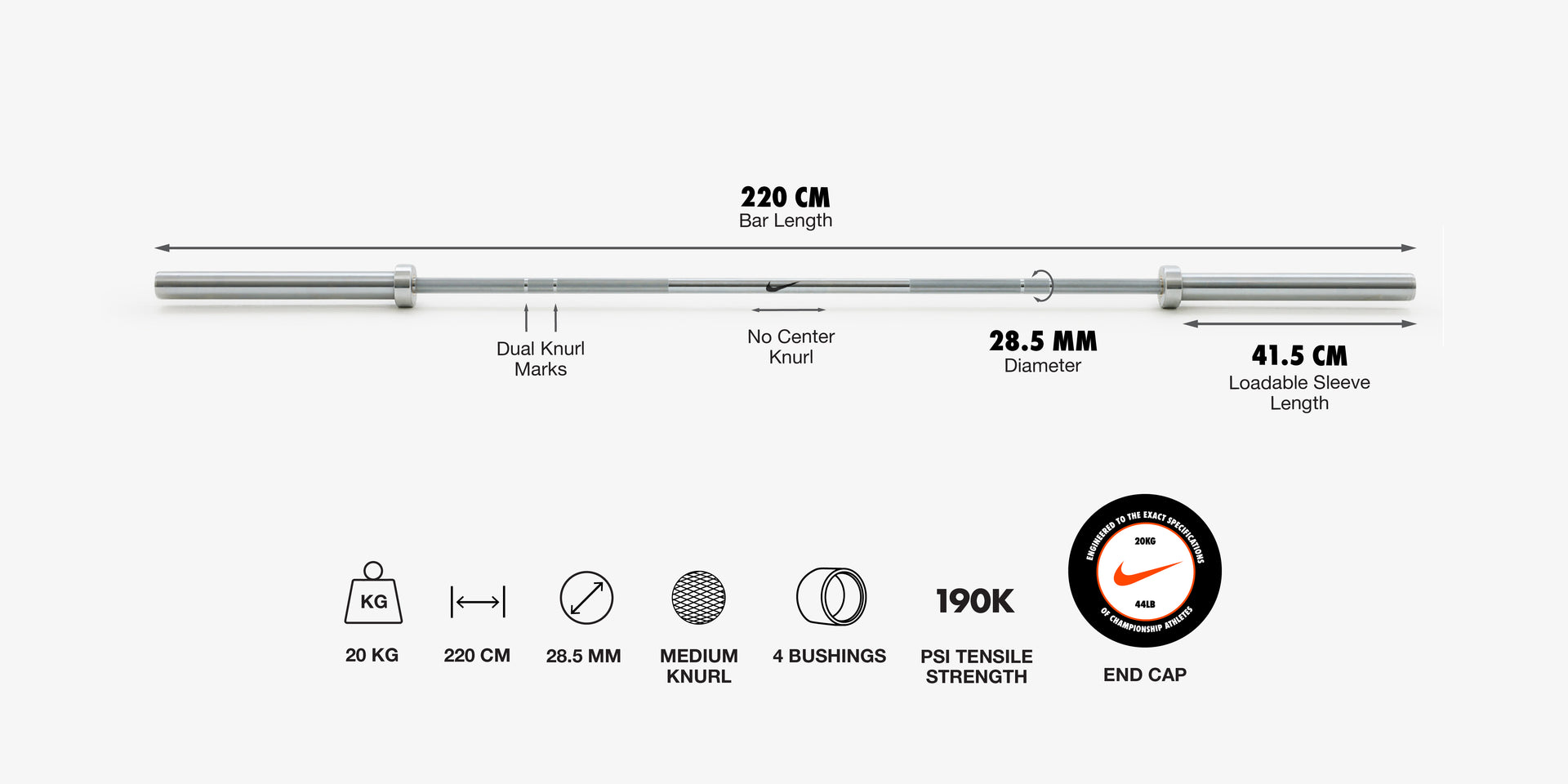 Nike Barbell Dimensions
