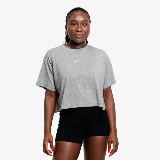 Nike S&C Women's Cropped Tee - Heather Grey/White
