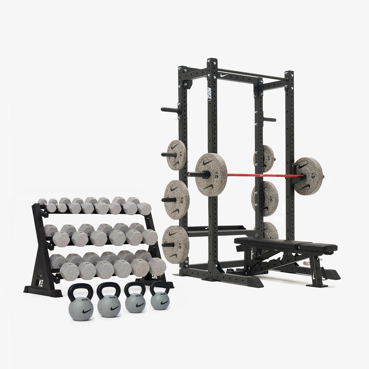 Nike Half Rack / Nike Grind Dumbbells + Plates / 15 kg Orange SWOOSH