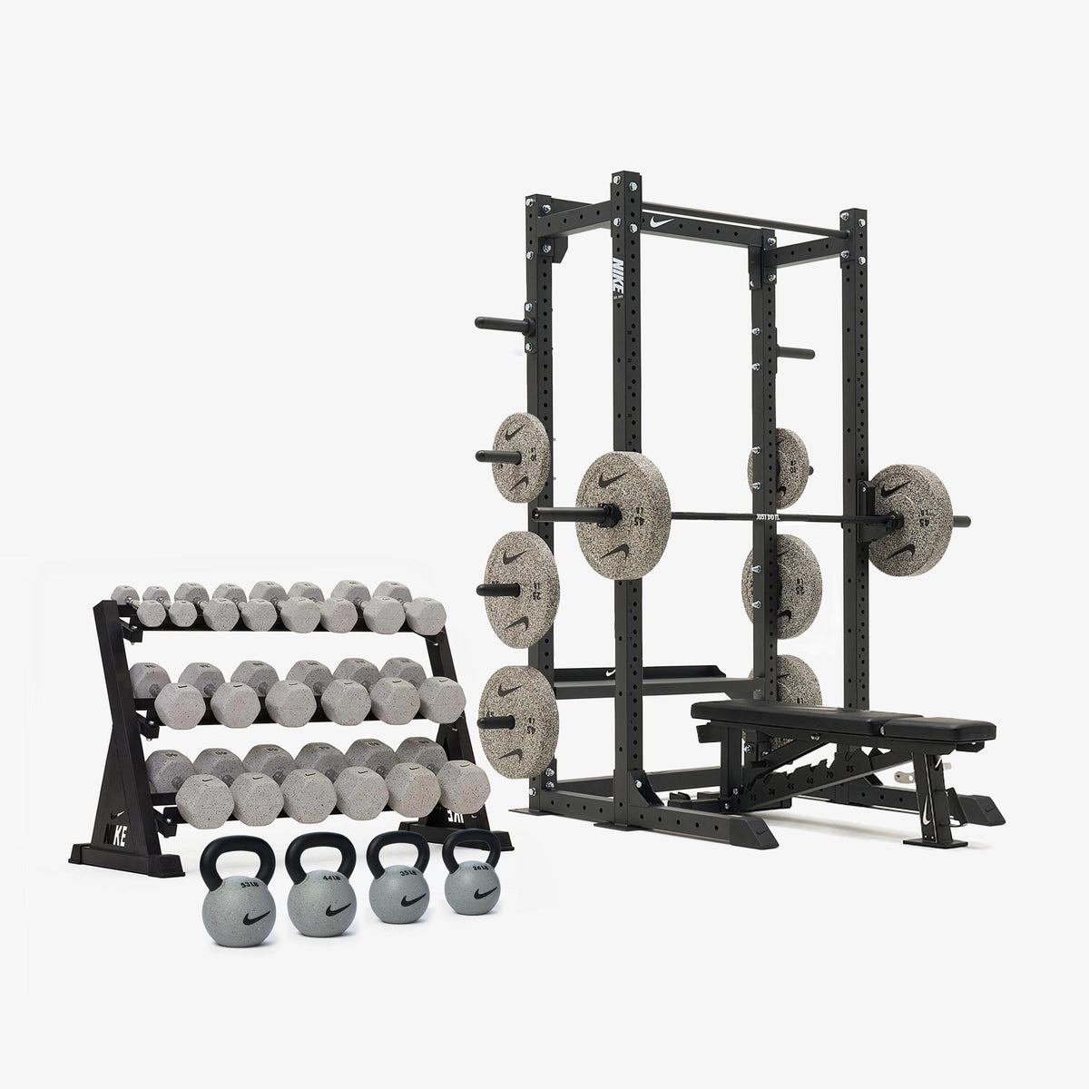 Nike Half Rack / Nike Grind Dumbbells + Plates / 20 kg Black ("Just Do It")