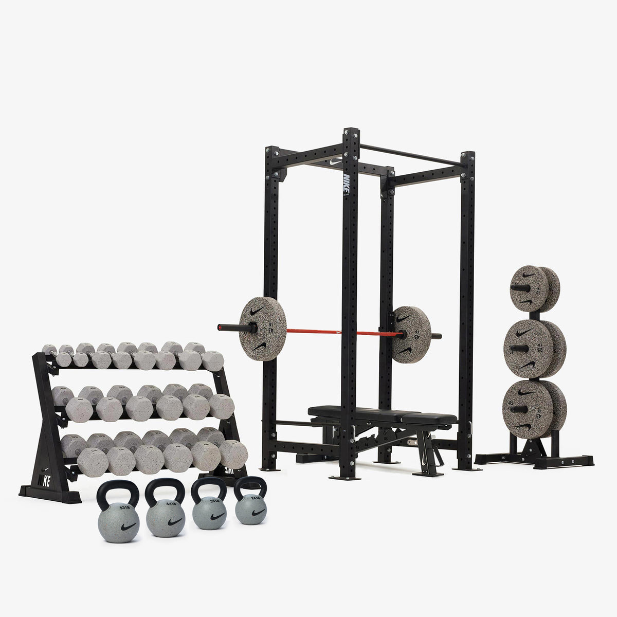 Nike Squat Cage / Nike Grind Dumbbells + Plates / 20 kg Orange SWOOSH