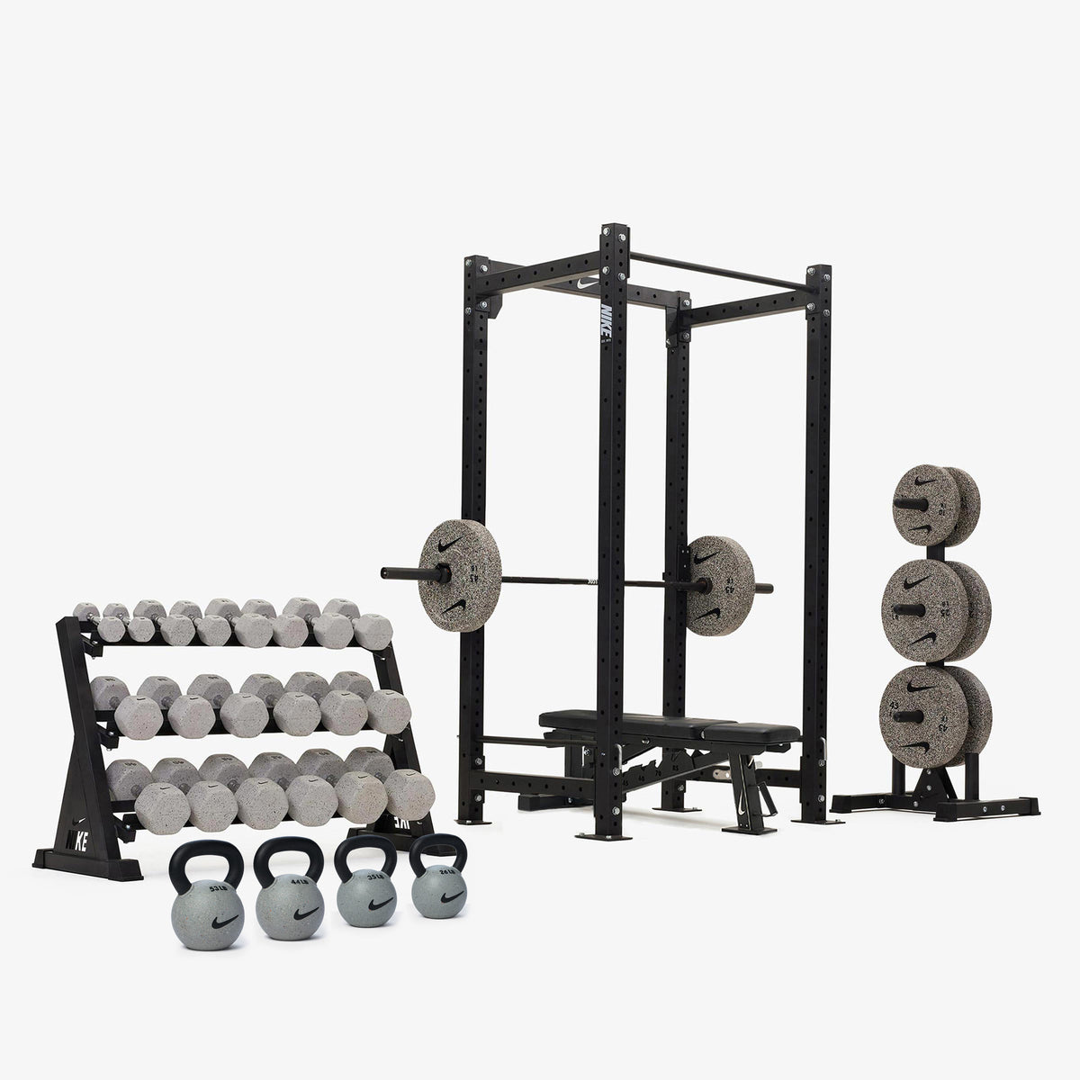 Nike Squat Cage / Nike Grind Dumbbells + Plates / 20 kg Black ("Just Do It")