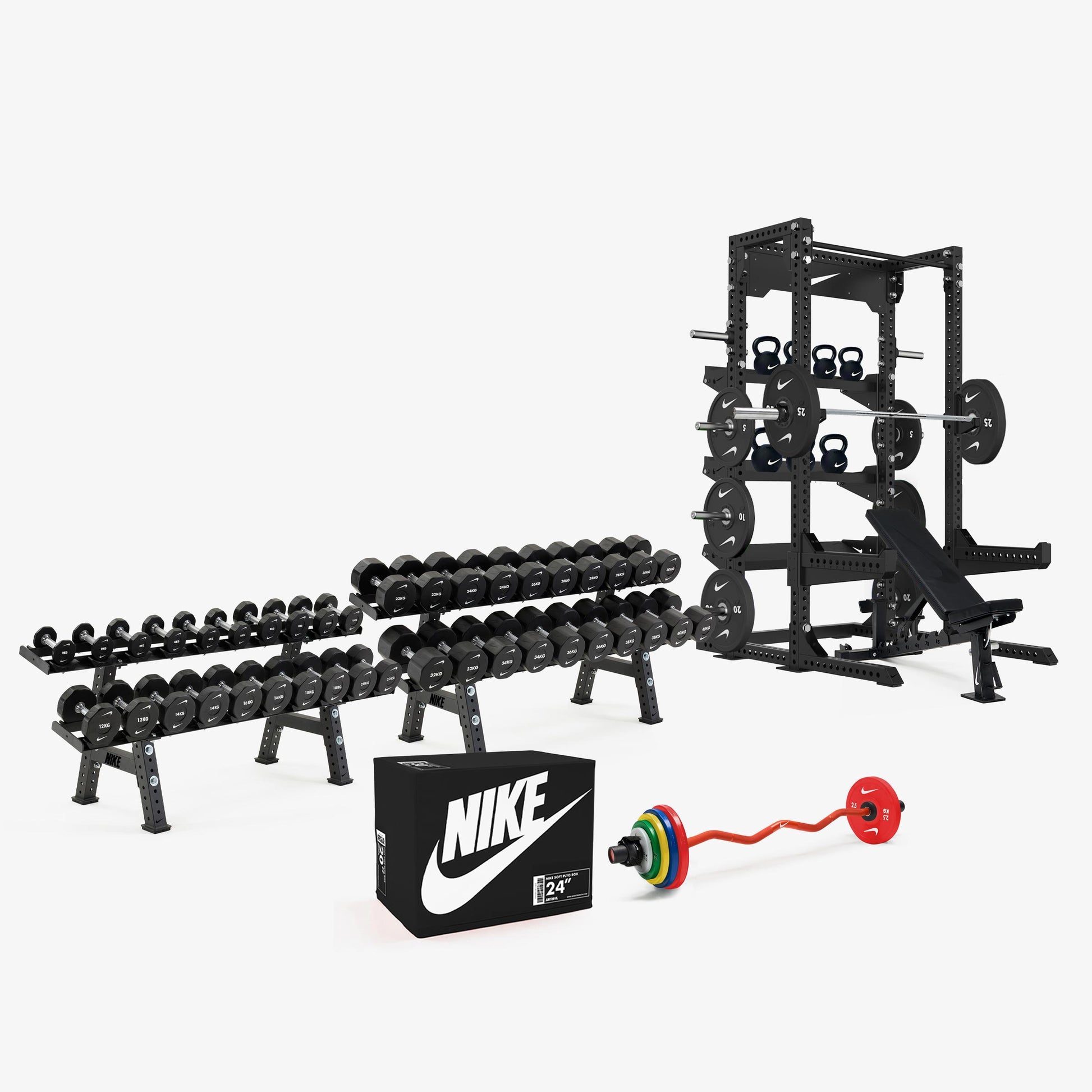 Nike Strength Barbell 20kg - Chrome / Black / Nike Change Plates