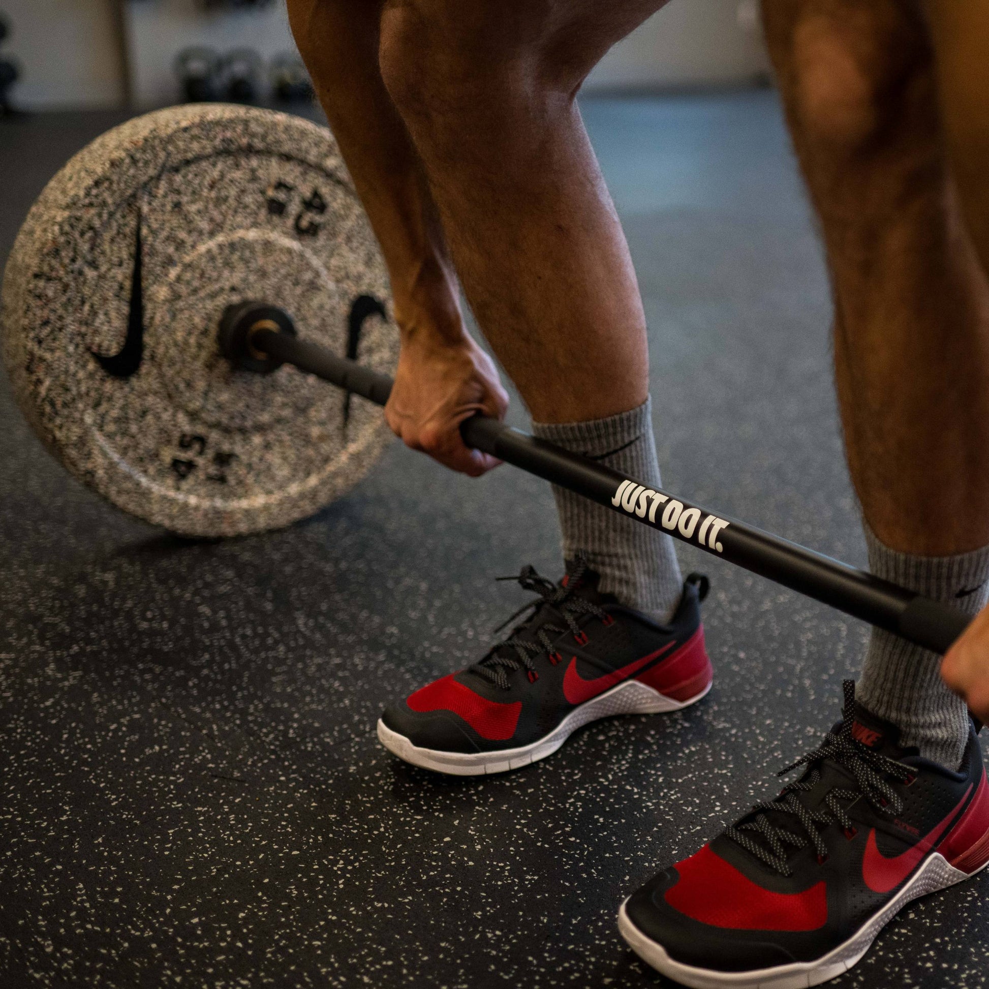 Nike Strength Shield / Black (Just Do It) / Nike Grind Bumper Plates