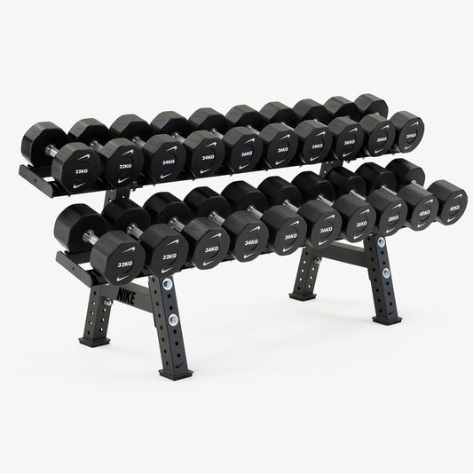 22-40 kg Nike Strength Pro Urethane Dumbbell Set With Rack