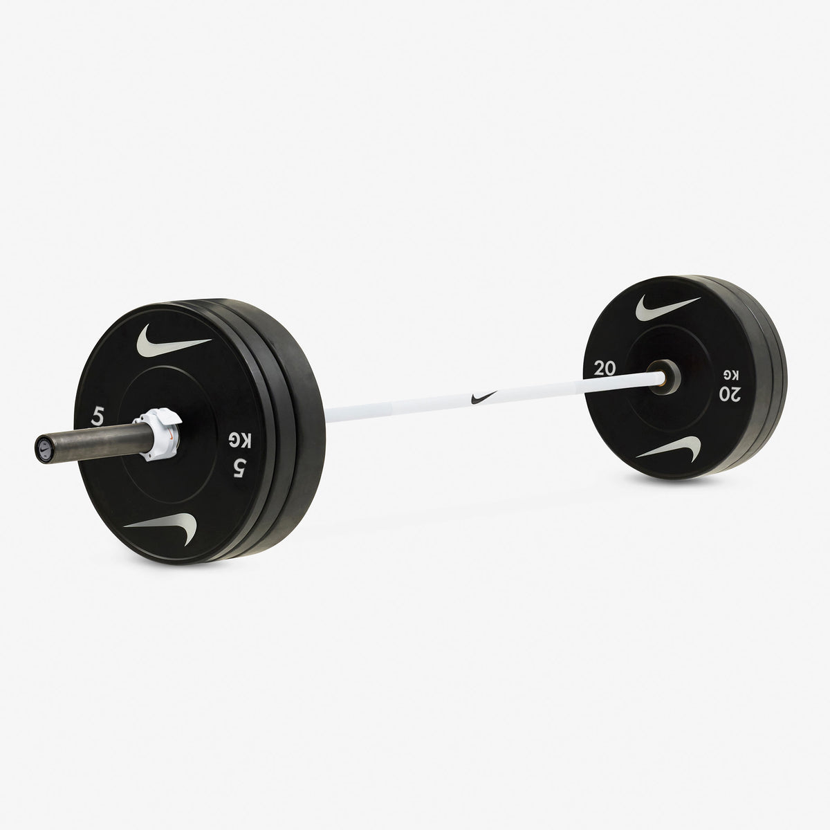 20 kg Nike Strength Shield - White SWOOSH / Nike Black Bumper Plates / White/Orange