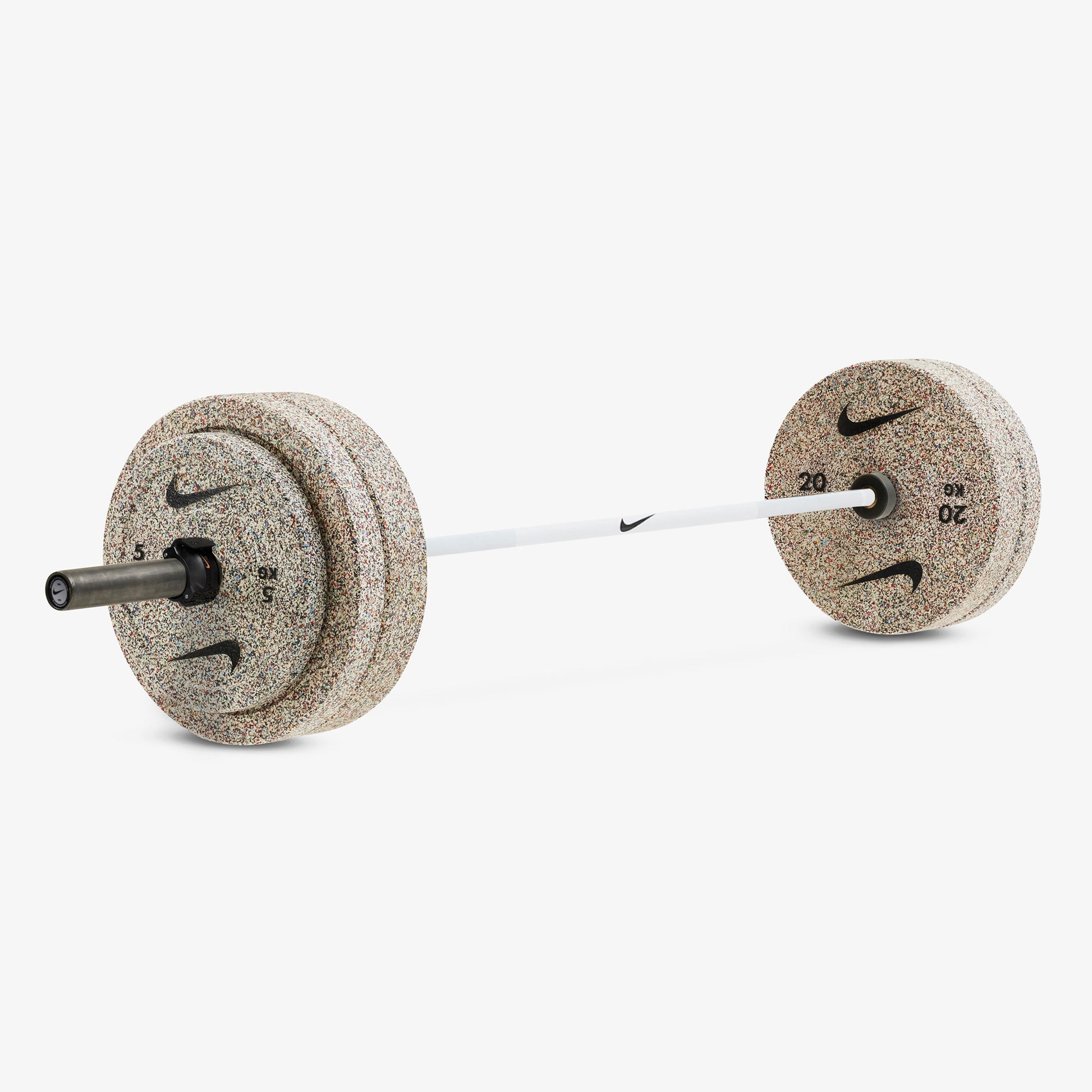 20 kg Nike Strength Shield - White SWOOSH / Nike Grind Bumper Plates / Black/Orange