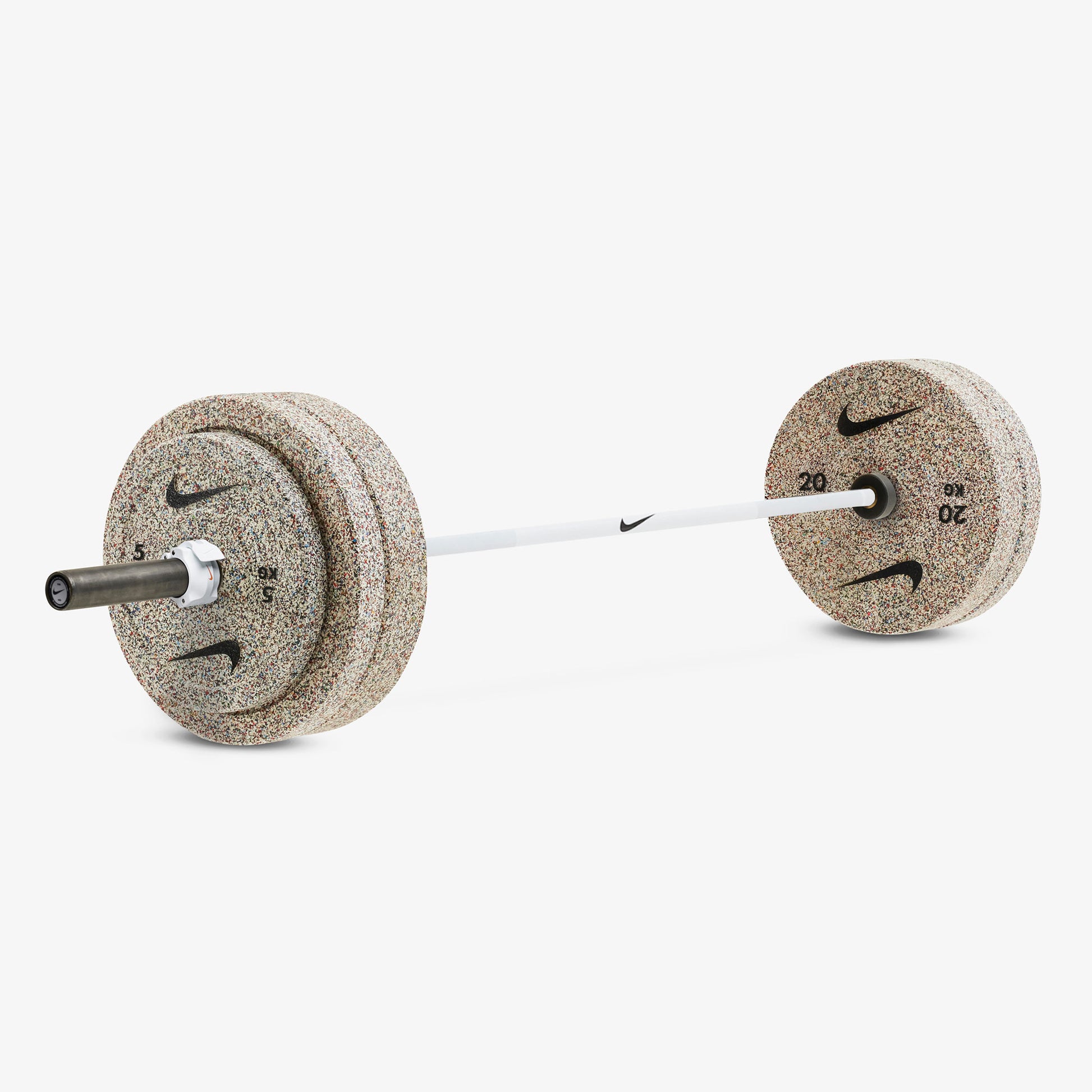 20 kg Nike Strength Shield - White SWOOSH / Nike Grind Bumper Plates / White/Orange
